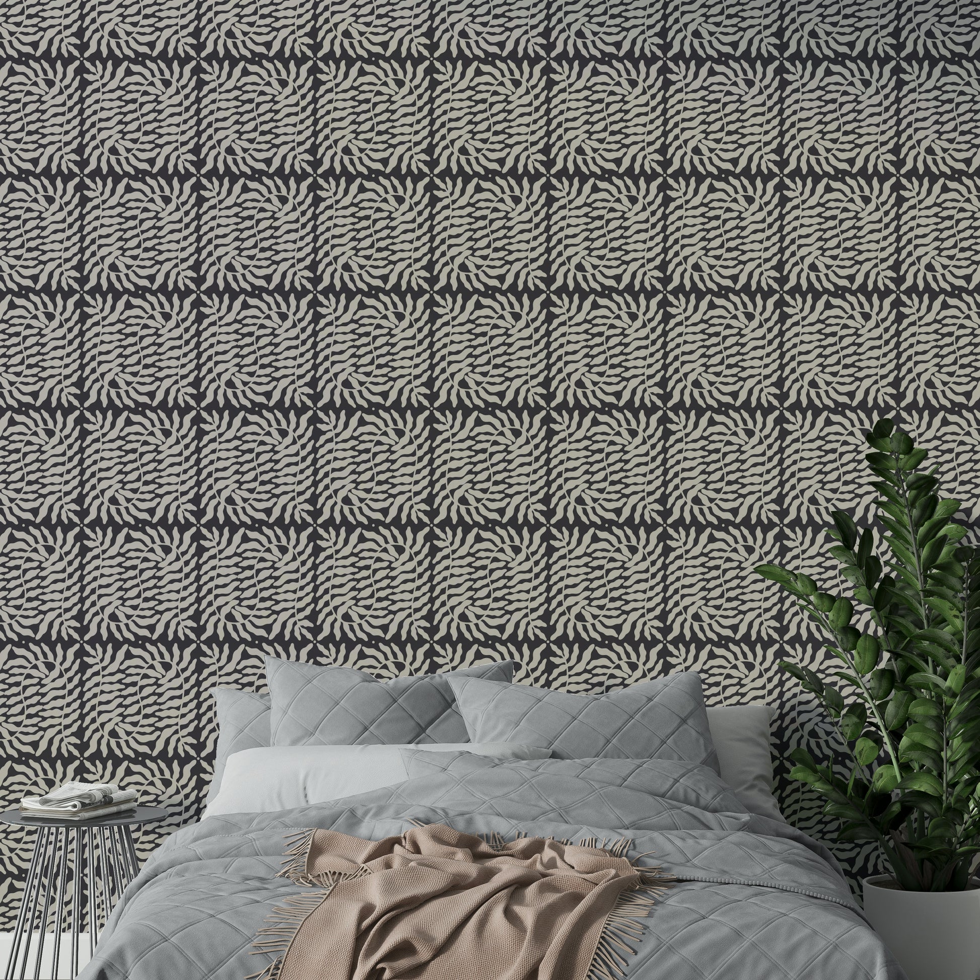 Taupe-toned ferns on soft natural background

