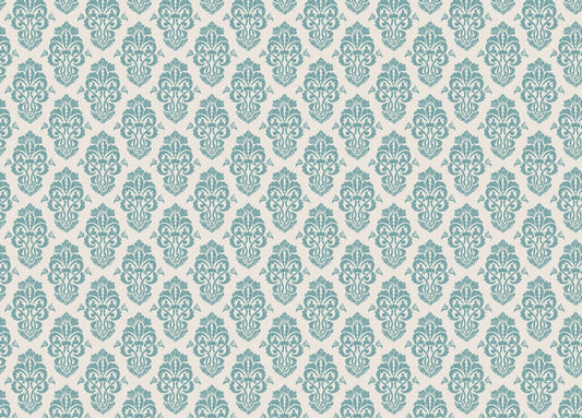 Weiß und blau Damast Muster Wallpaper Wandbild