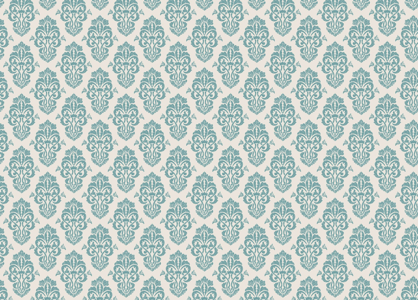 White and Blue Damask Pattern Wallpaper Mural