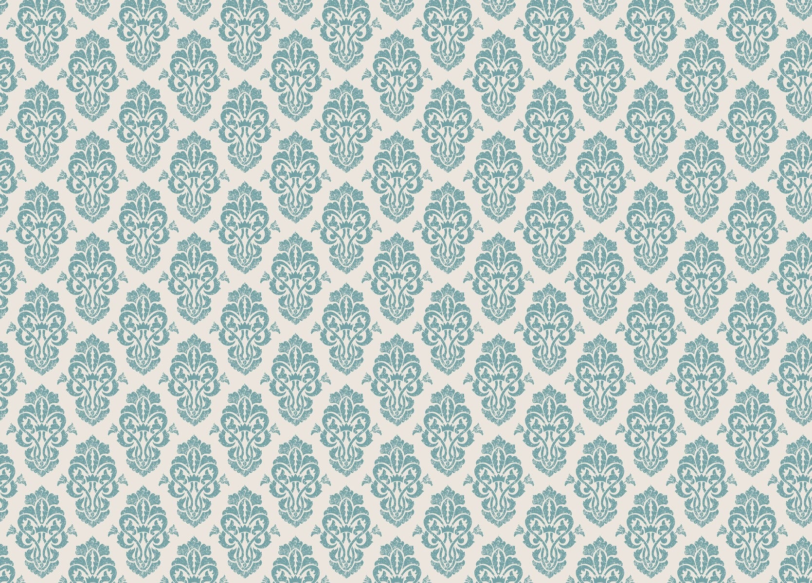 White and Blue Damask Pattern Wallpaper Mural in your room — zoomed