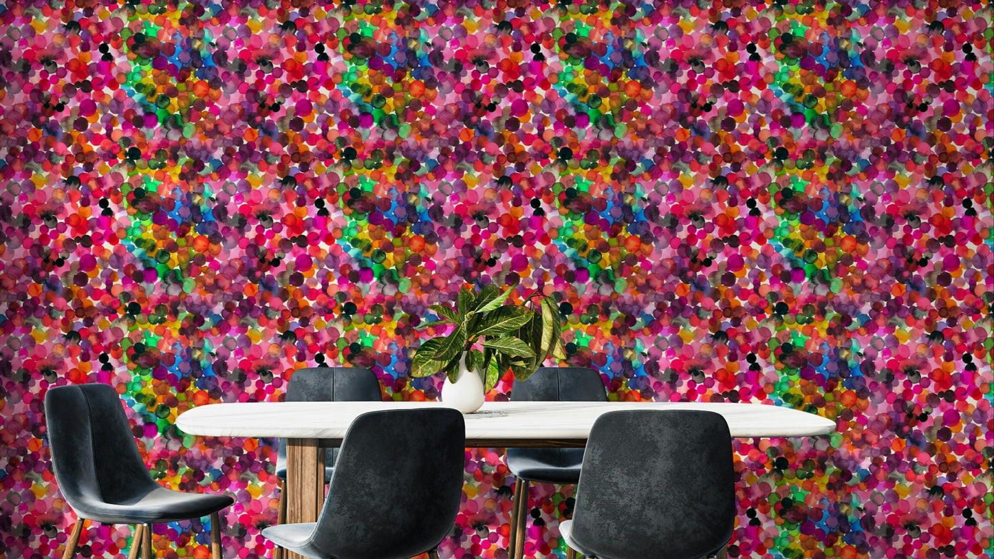 Overlapped watercolor dots pattern wallpaper


