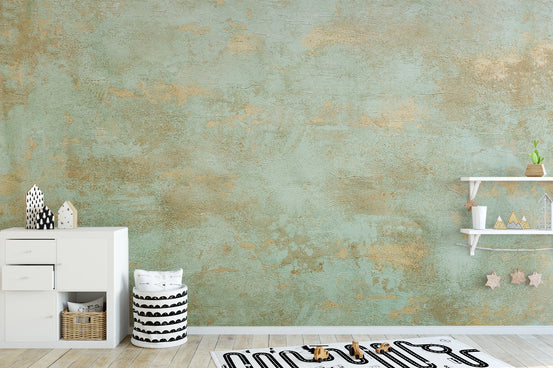 Copper Patina Accent wallpaper mural shown as a full feature wall that highlights the design