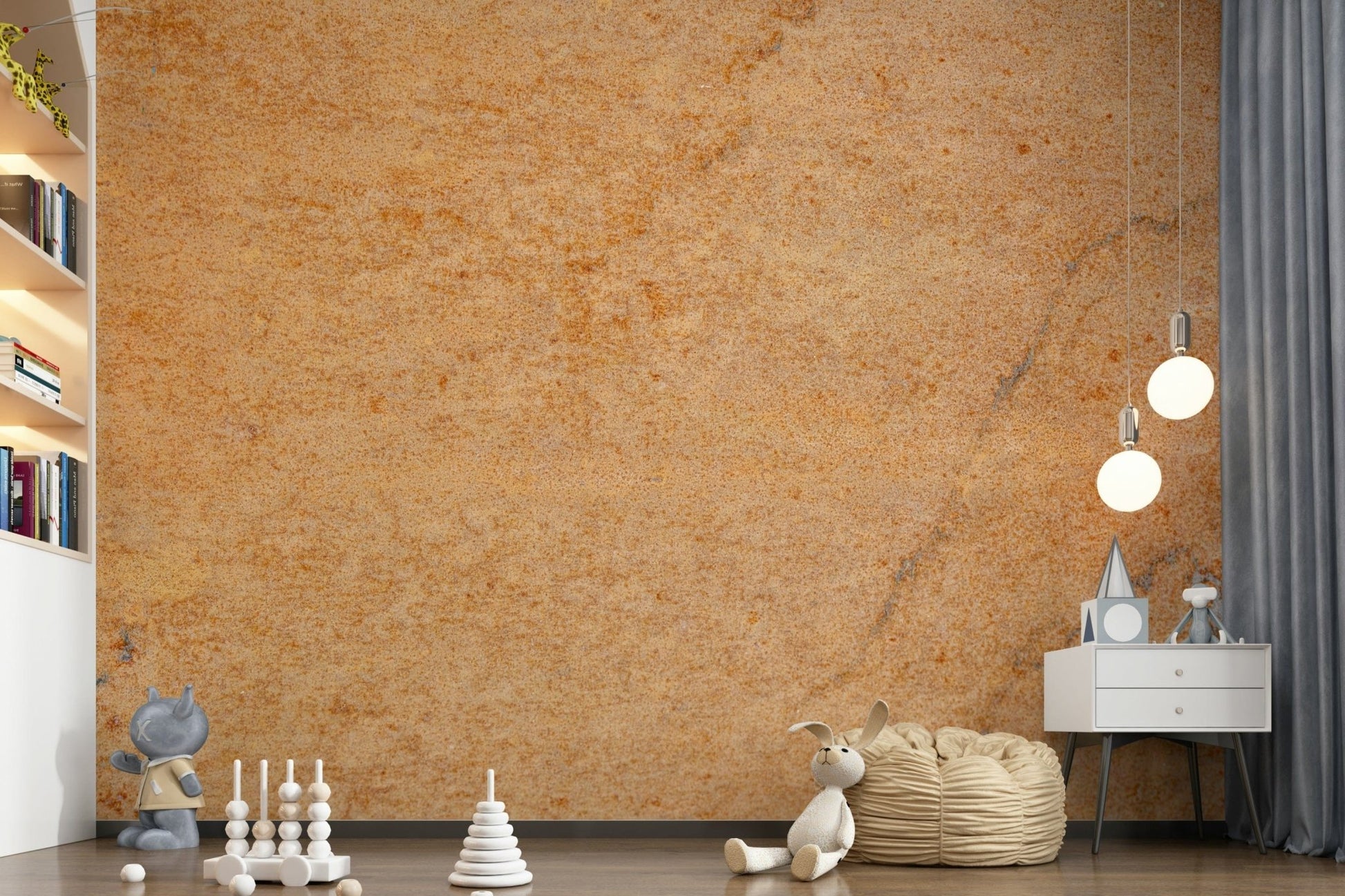 Rustic oxidized metal pattern with natural corrosion details, wall mural