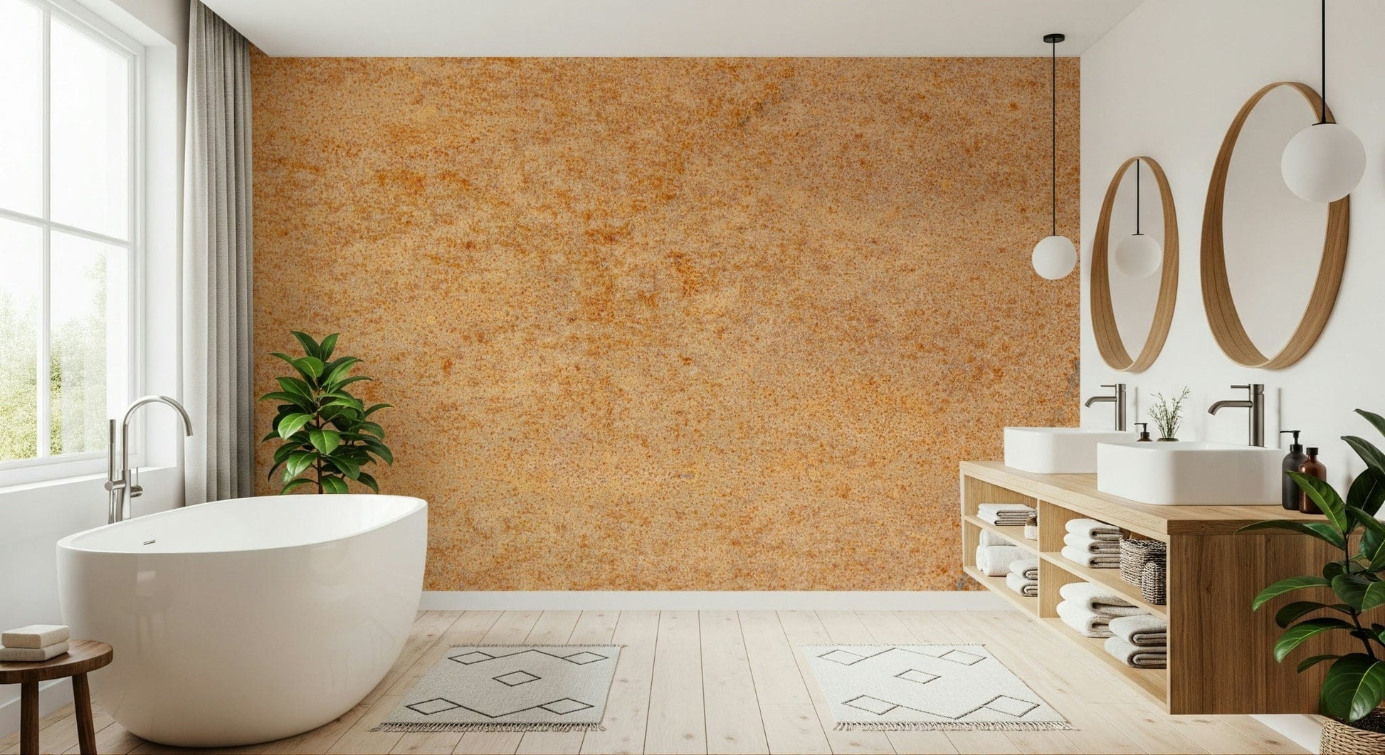Weathered oxidized metal texture in green and brown tones, wall mural