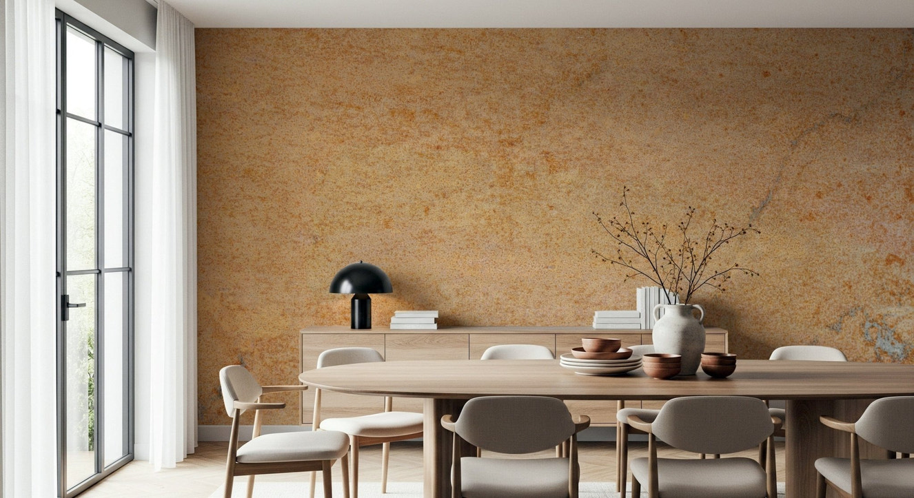 Oxidized copper and bronze textures creating aged look, wall mural for living room