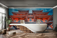 A contemplative ancient ruins wallpaper mural for a feature wall.

