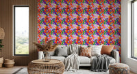 Bright Painted Garden Bloom Spring Colorful Flowers Wallpaper blue backdrop