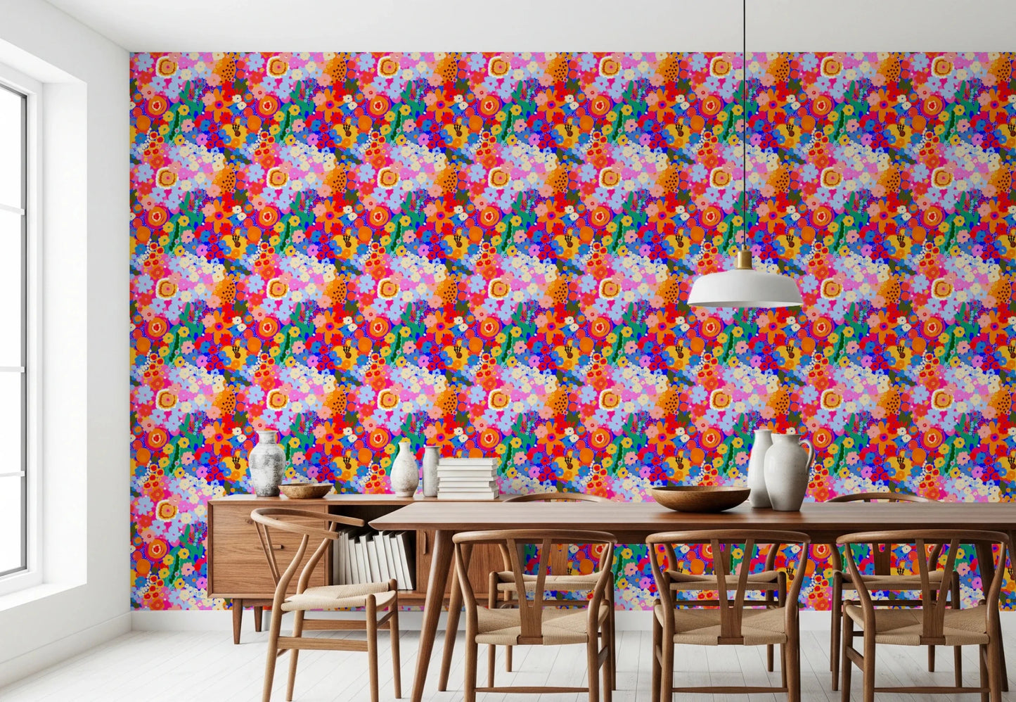 Multi-colored Painted Garden Bloom Spring Colorful Flowers Wallpaper art print