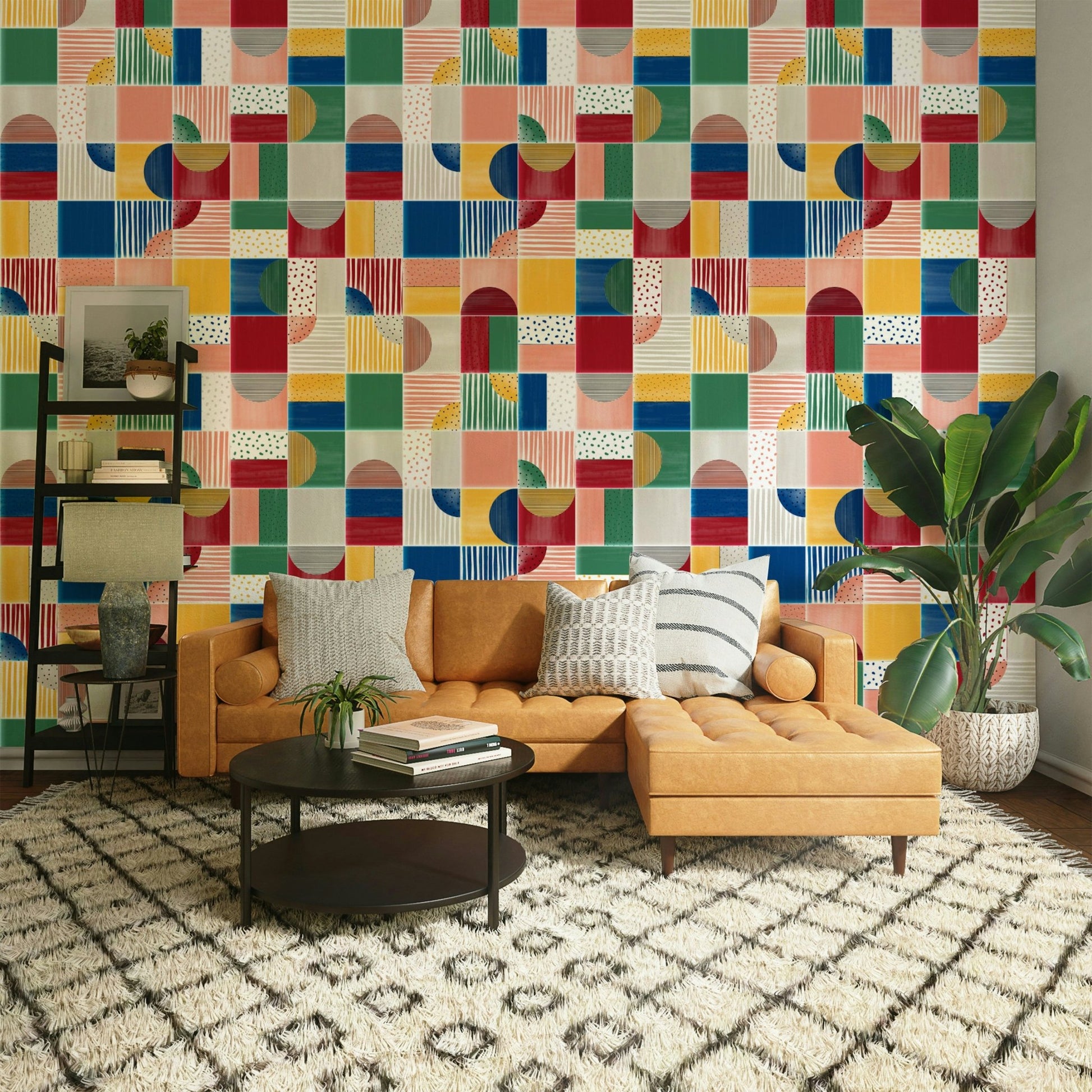 Geometric kids mural wallpaper
