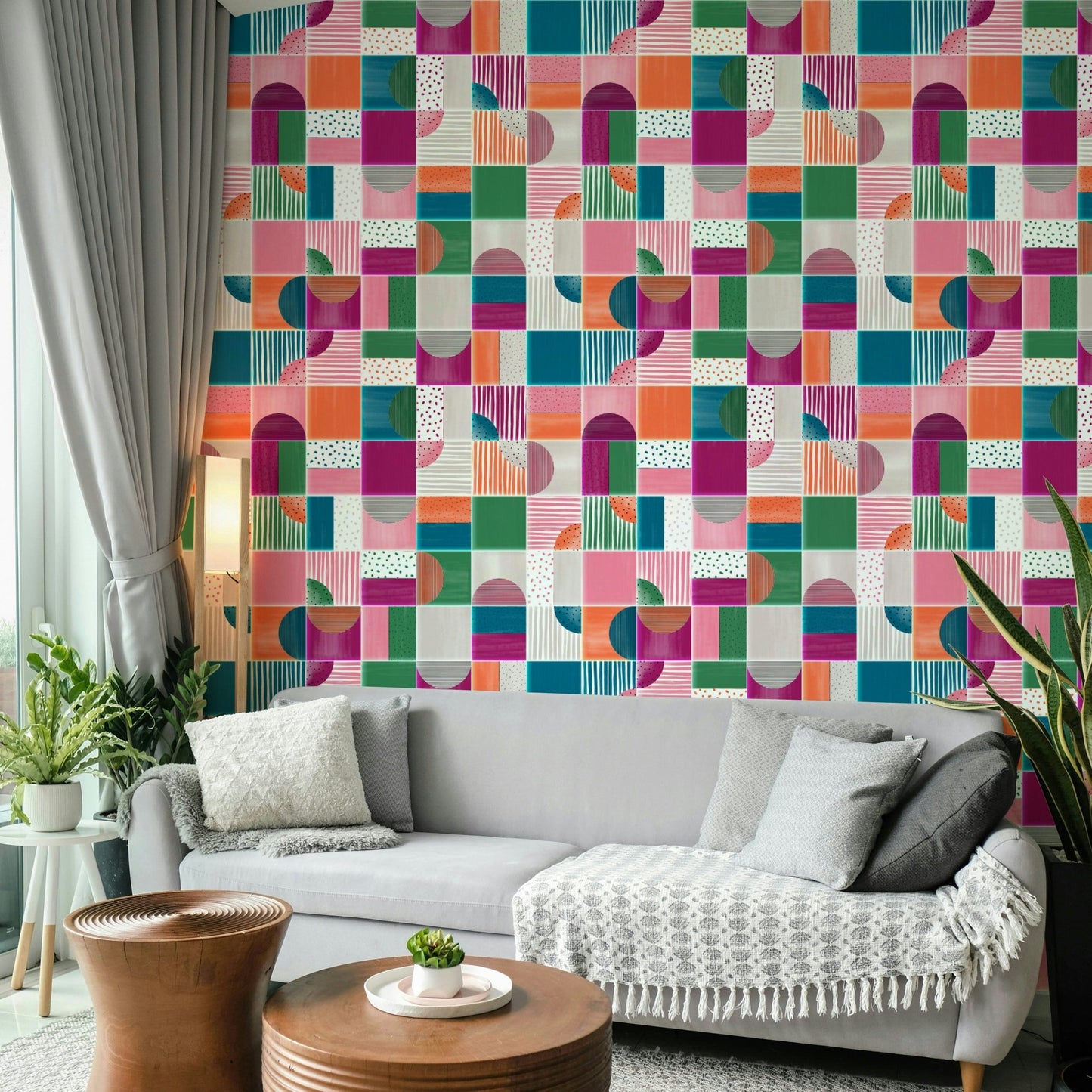 Painted tile design for children’s walls
