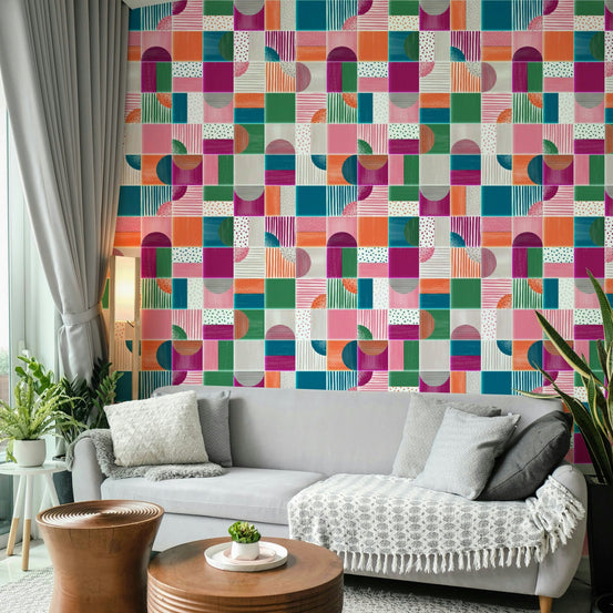 Painted tile design for children’s walls
