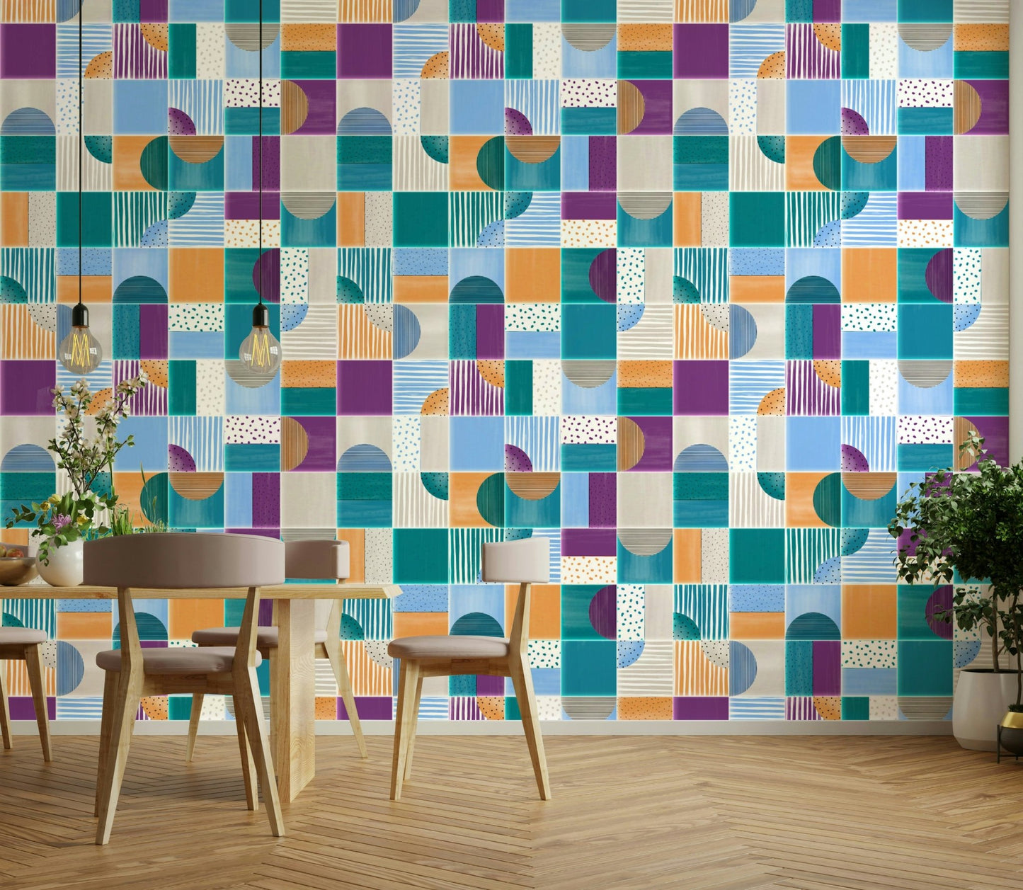 Artistic summer party wall mural
