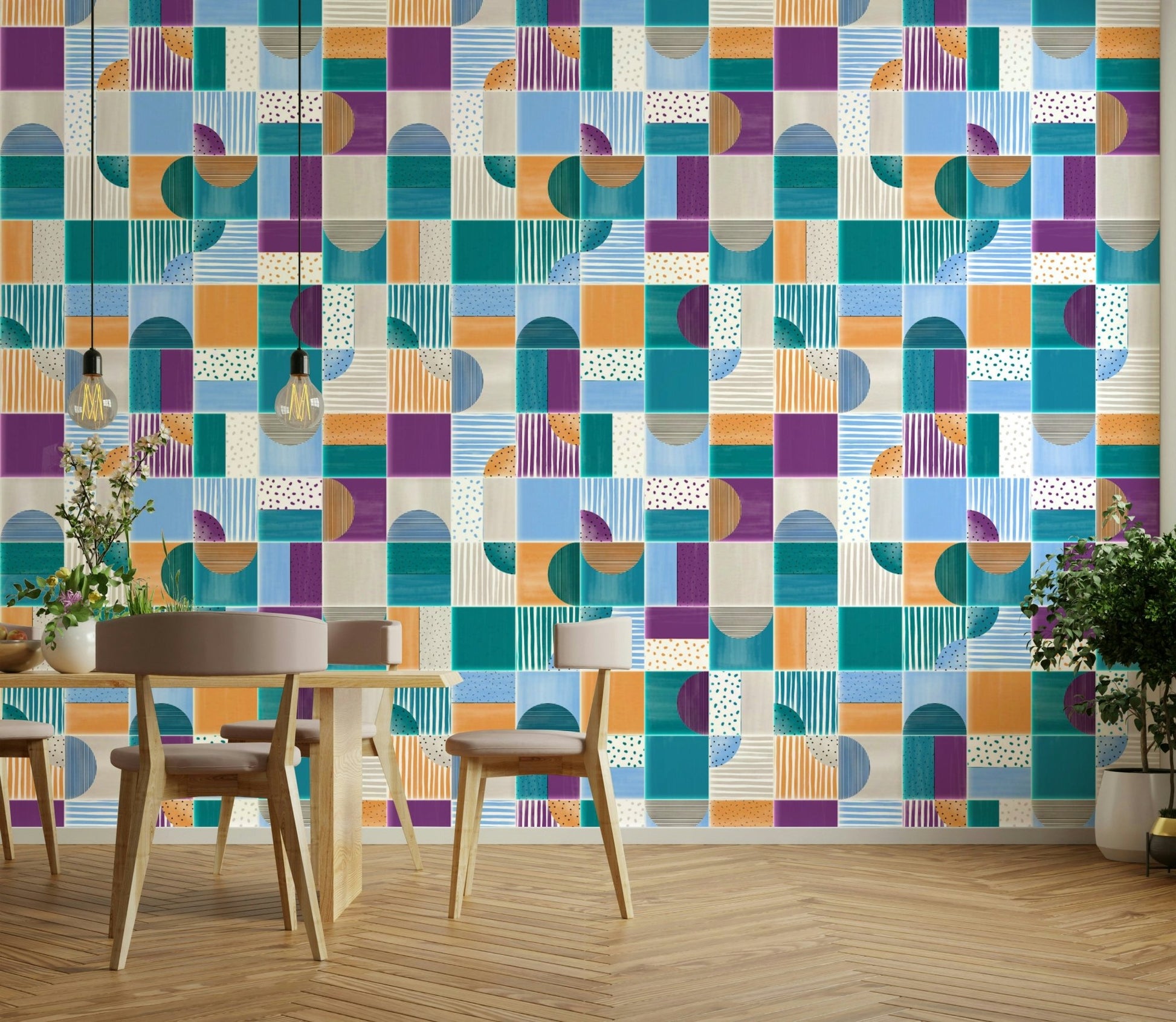 Artistic summer party wall mural
