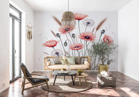 Painted Poppy Meadow Wall Mural