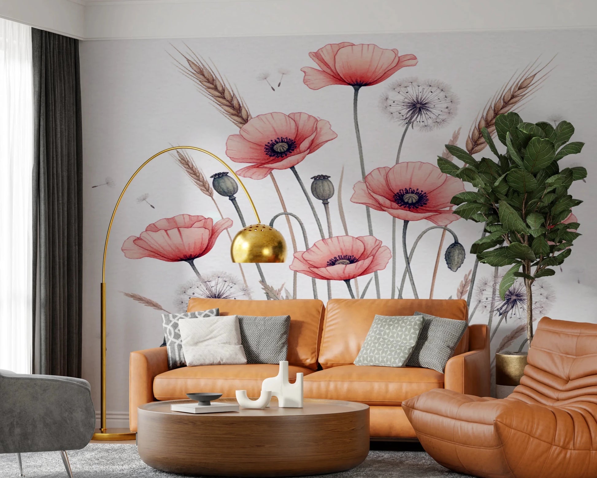 Painted Poppy Meadow Wall Mural