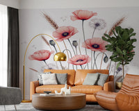 Painted Poppy Meadow Wall Mural