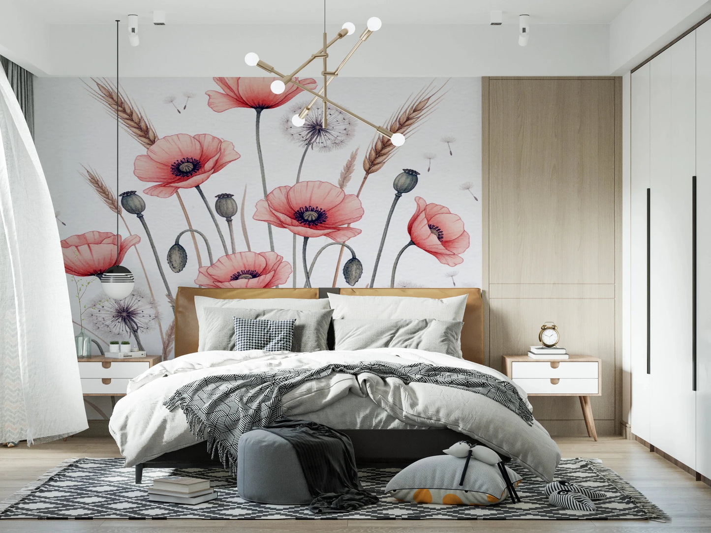 Painted Poppy Meadow Wall Mural