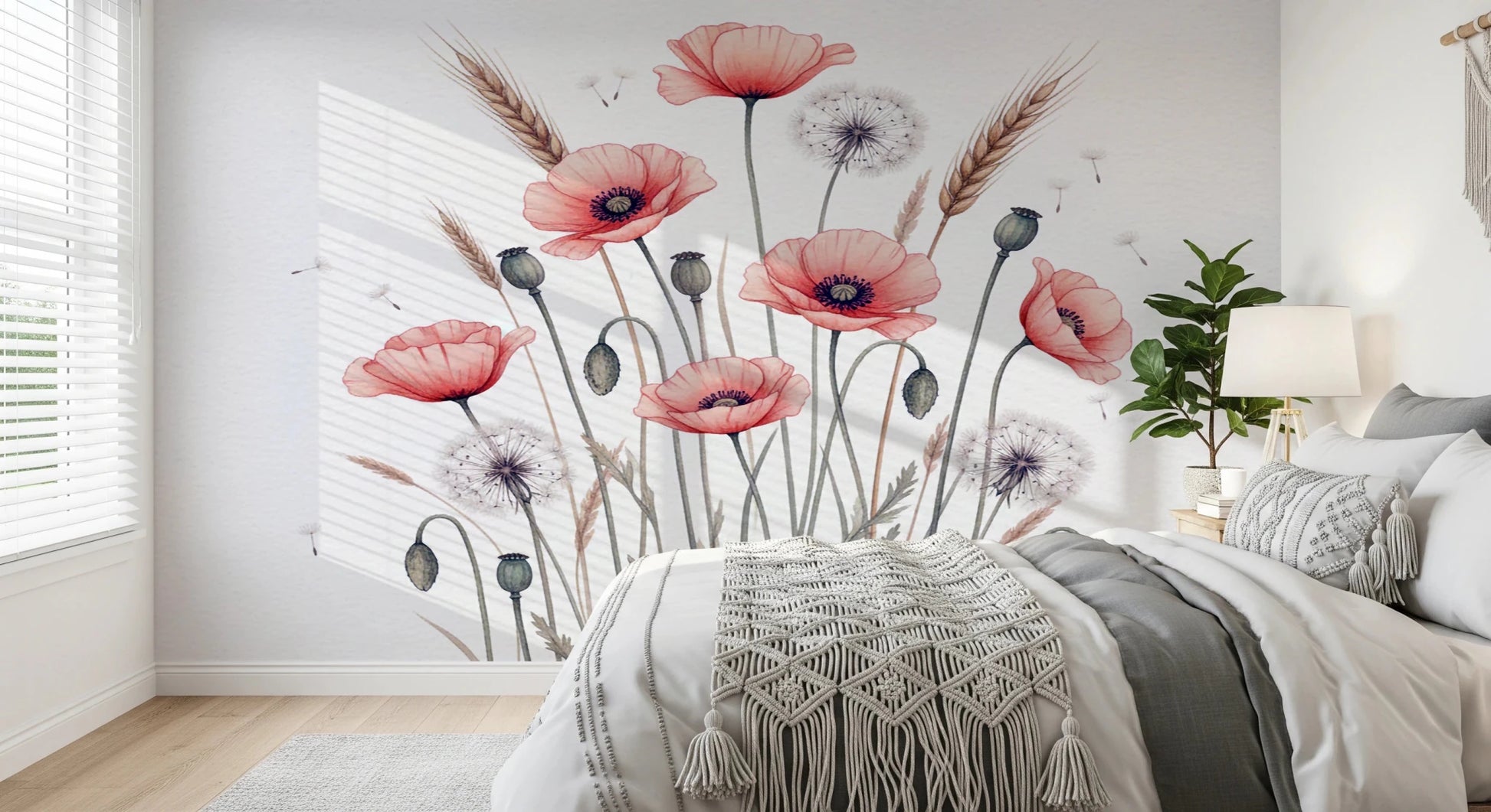 Painted Poppy Meadow Wall Mural