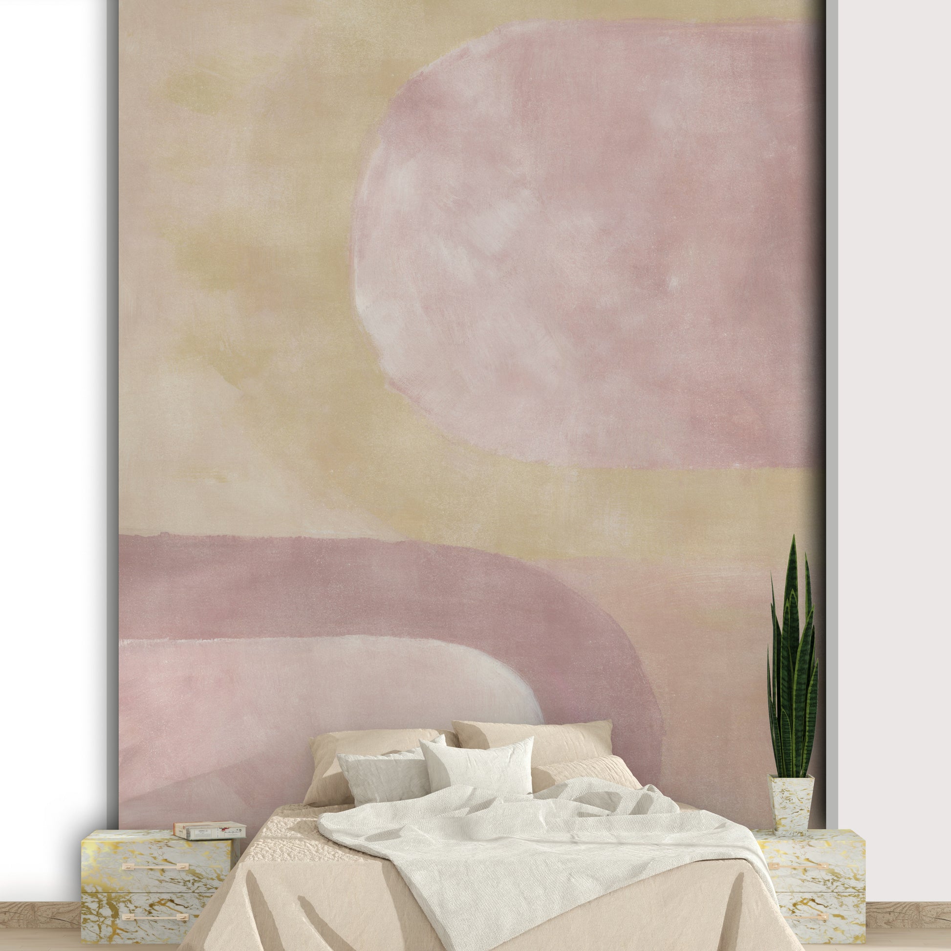 Neutral pink and beige wall covering


