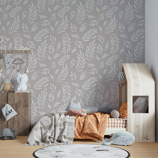The design is a sparse, repeating pattern of delicate twigs.
