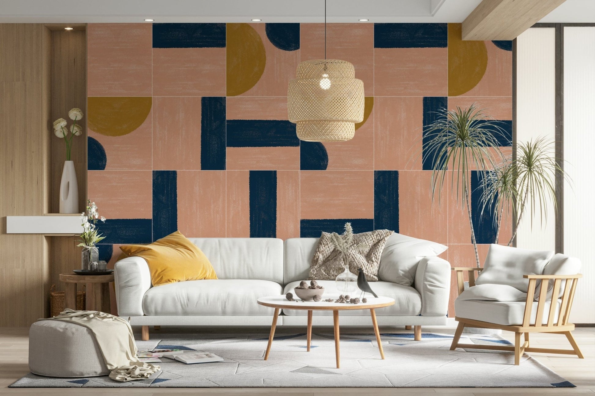 Artistic hand-painted tiles adding character and warmth to walls

