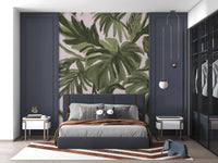 Painterly Palms Blush Tropical Foliage Wall Mural