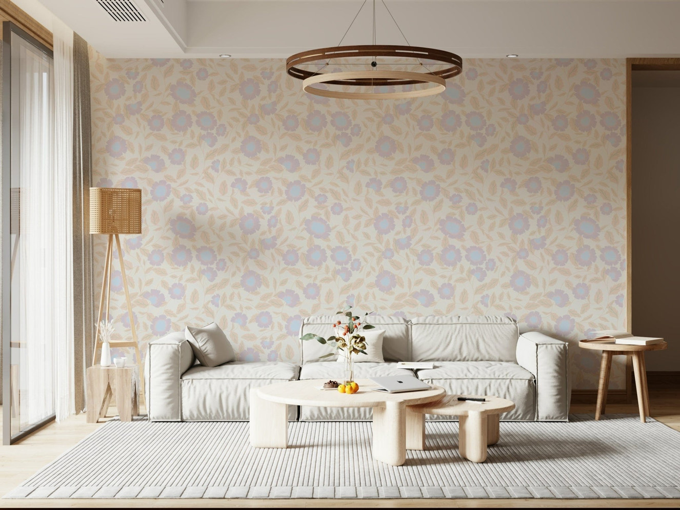 Pale Petals soft floral wallpaper for walls blossom design