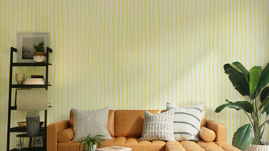 Soft yellow striped wallpaper for bright walls

