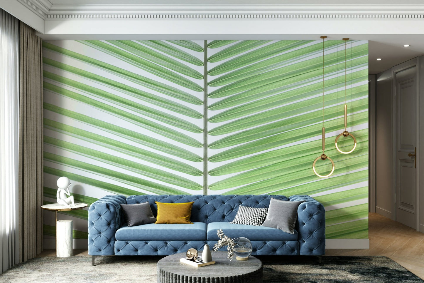Organic palm frond wallpaper for serene rooms

