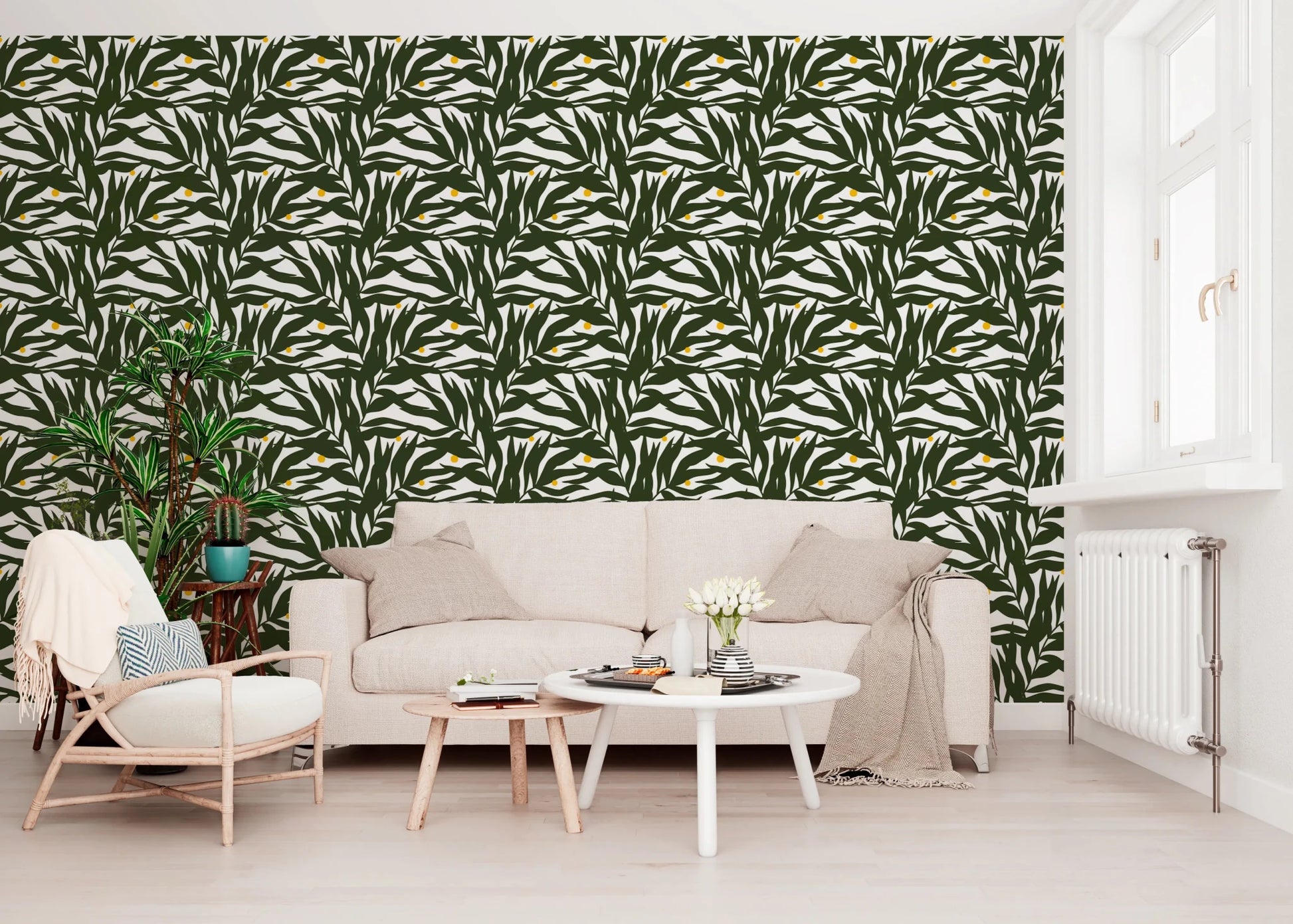 Palm Fronds & Fruit citrus grove Wallpaper⁠