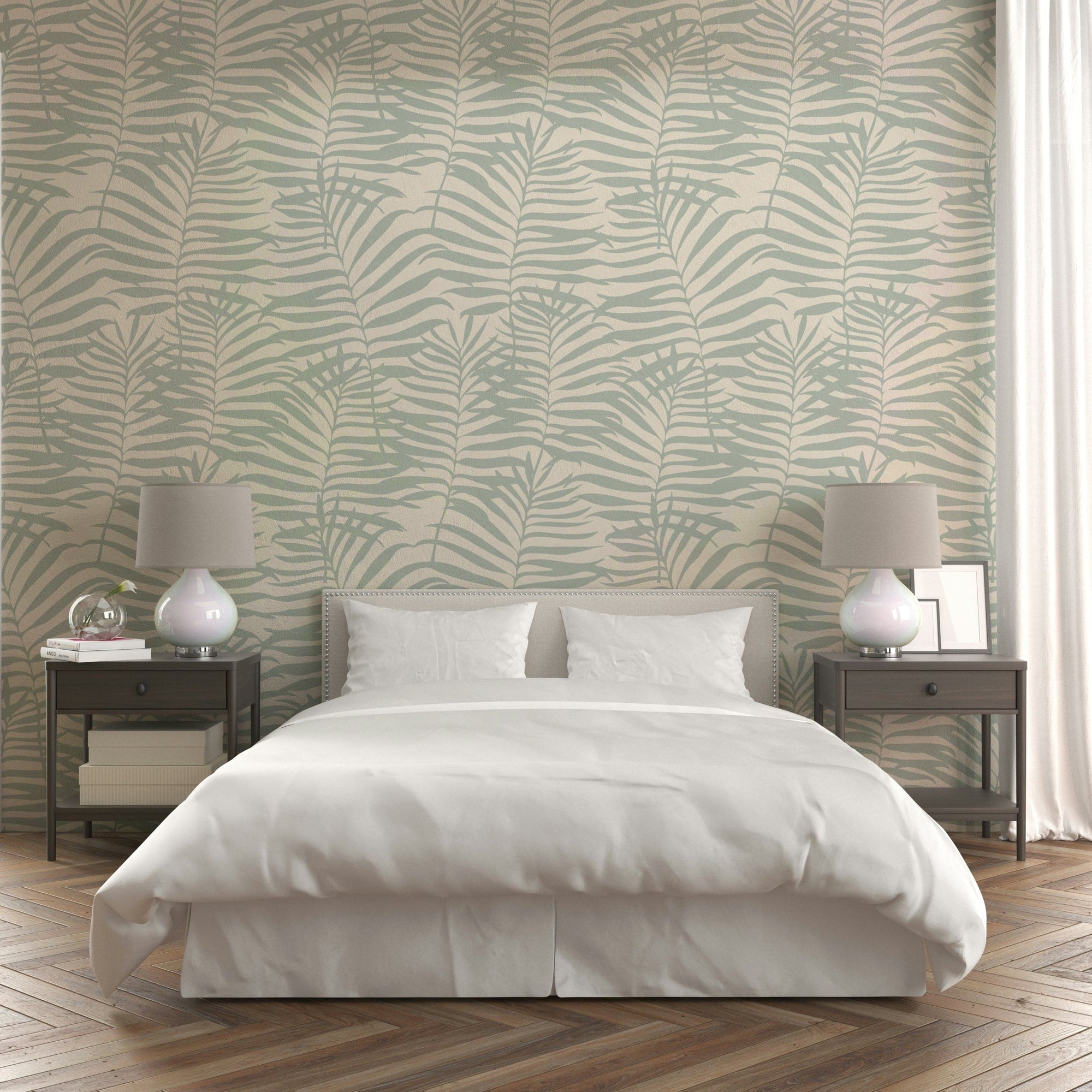 Each shape is the iconic, feathery frond of a palm leaf.
