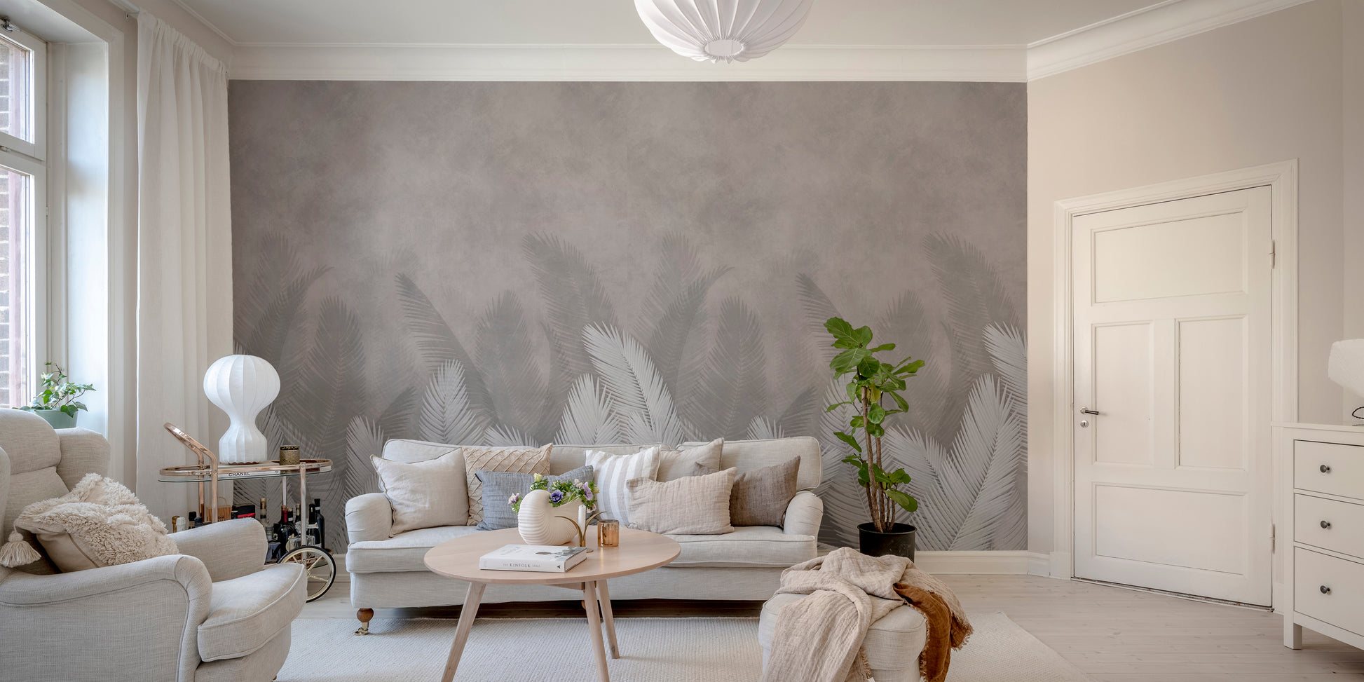 Palm leaves with gray color wallpaper - Giffywalls