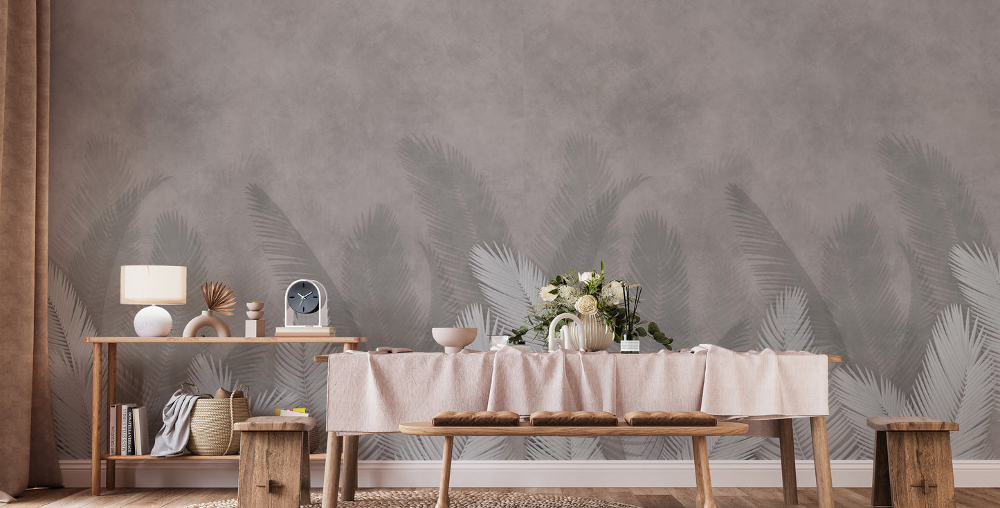 Palm leaves with gray color wallpaper - Giffywalls
