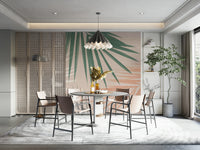 Green palm leaves wall mural for fresh room décor

