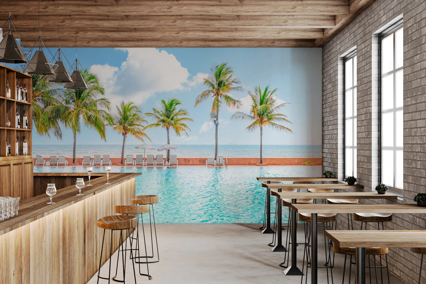 Palm Pool Escape Wall Mural