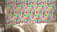 Colorful palms garden wallpaper for kids’ room

