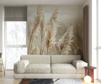 Soothing pampas grass and sea view on wall mural design

