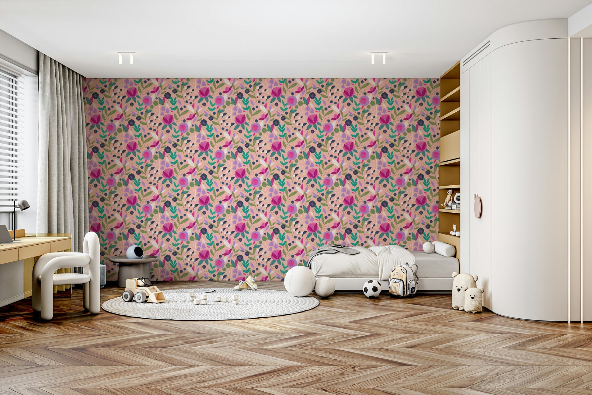 3D paper flowers wallpaper in soft pastel tones

