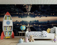 Reflective skyscraper vista Parallel Universe wall mural.