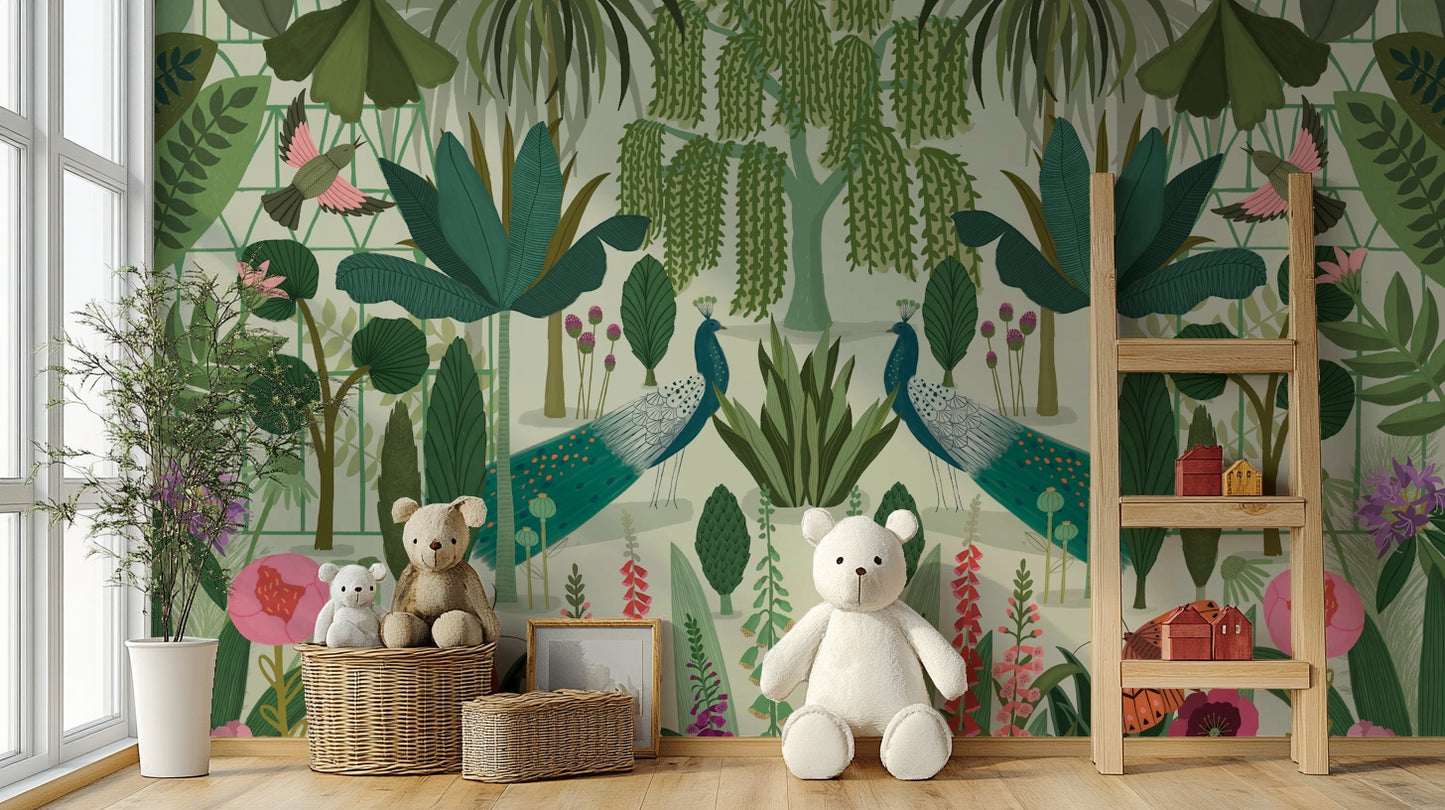 Parc Parisian Wall Mural in a bright, open-plan living space.