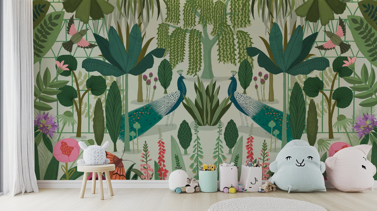 Parc Parisian Wall Mural installed in a bright, modern home office.