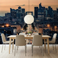Scenic City of Lights wall mural featuring horizon silhouette.