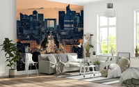 Radiant City of Lights wallpaper for walls at sunset.
