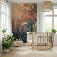 Old Paris feeling, elegant wall decor, autumn sunlight, Parisian Metro Charm.