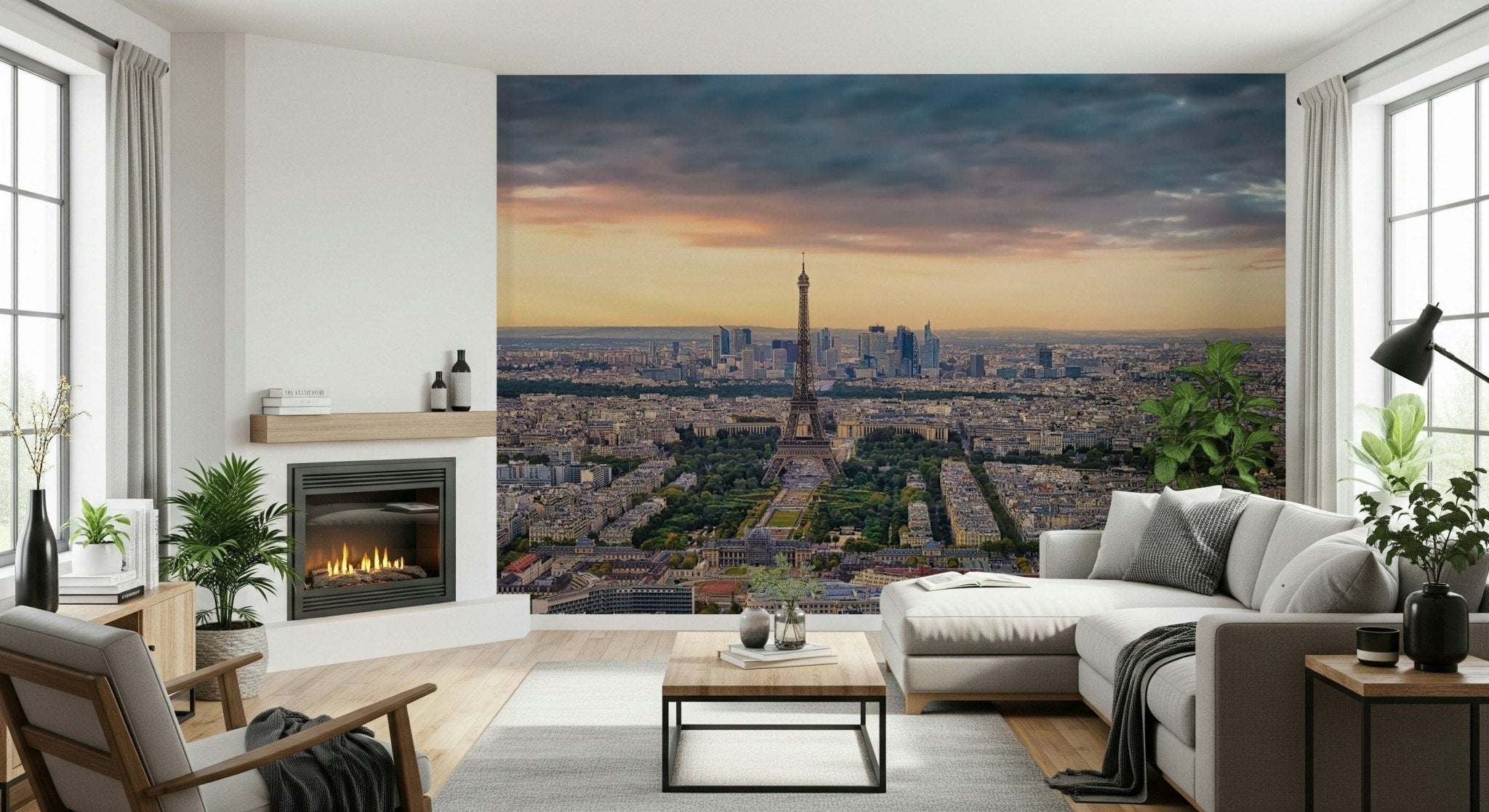 Paris Panorama Sunset Wall Mural | French City Skyline