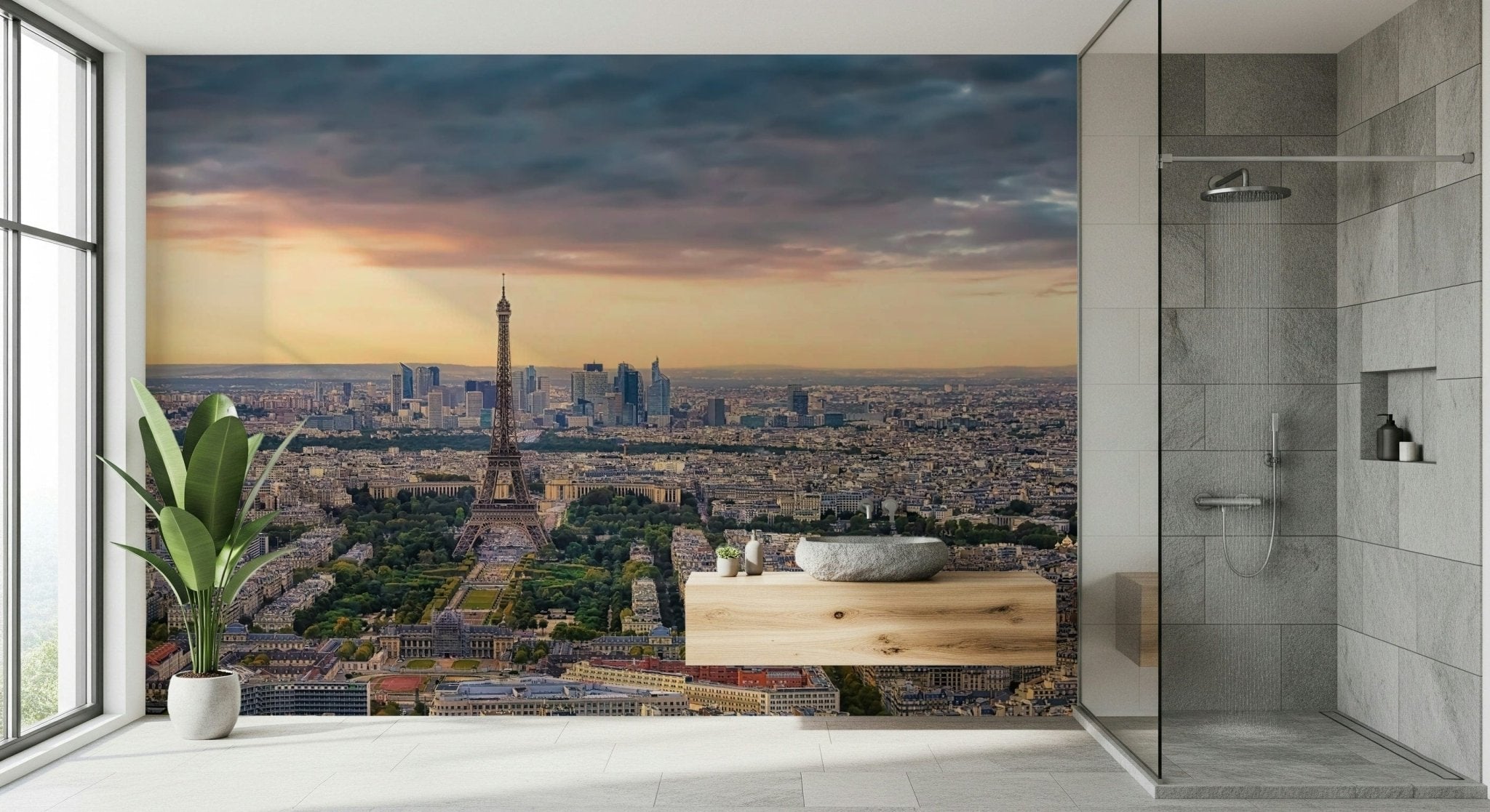 Paris Panorama Sunset Wall Mural | French City Skyline