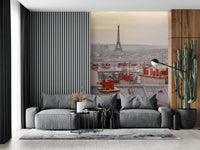 Elegant Haussmann style Parisian Rooftops peel and stick wallpaper.