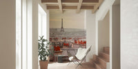 Urban French scenery Parisian Rooftops peel and stick wallpaper.