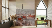 Parisian Rooftops wallpaper for walls featuring Eiffel Tower cityscape.