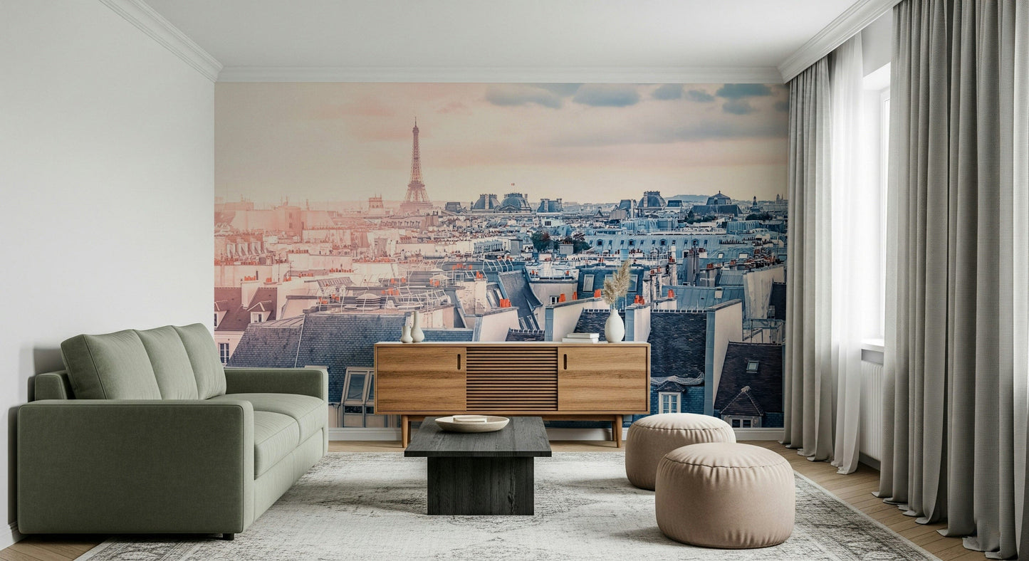 Parisian Sunrise wallpaper for walls city skyline view